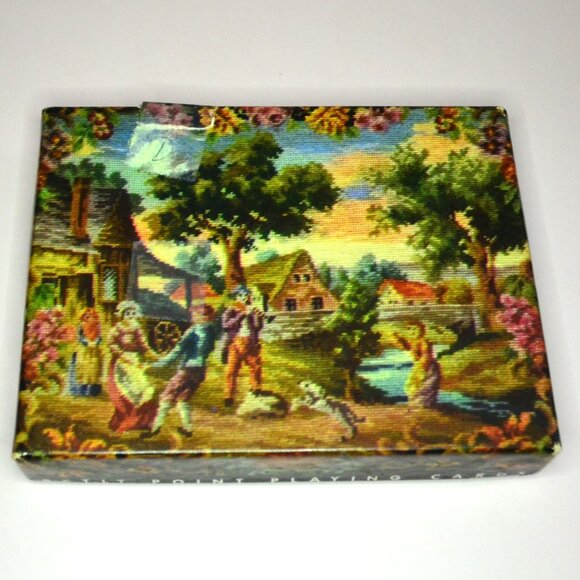 Vintage EE Fairchild Corp Playing Cards Twin Pack Boxed Petit Point Pattern - Picture 3 of 7